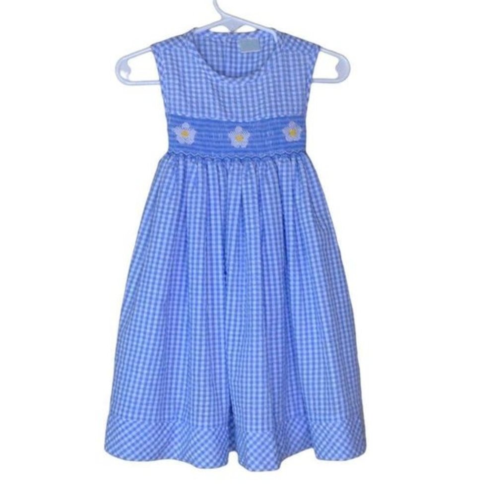 Edgehill Collection Gingham Smocked Dress Blue/White 24 Months
